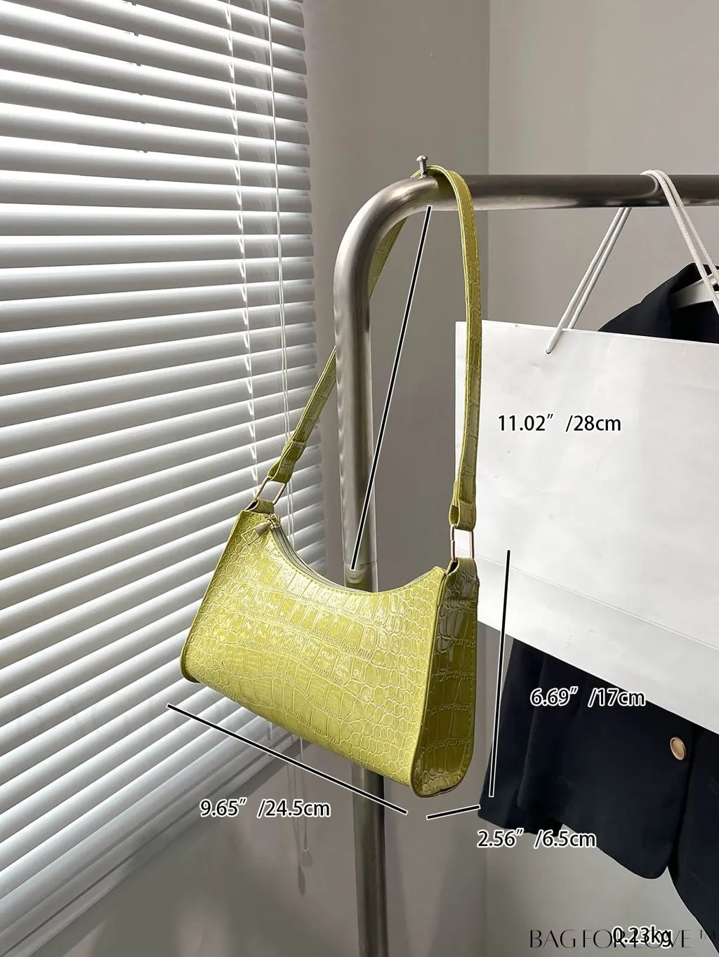 BagForLove - Croc Embossed Baguette Bag: Sleek and Minimalistic Design