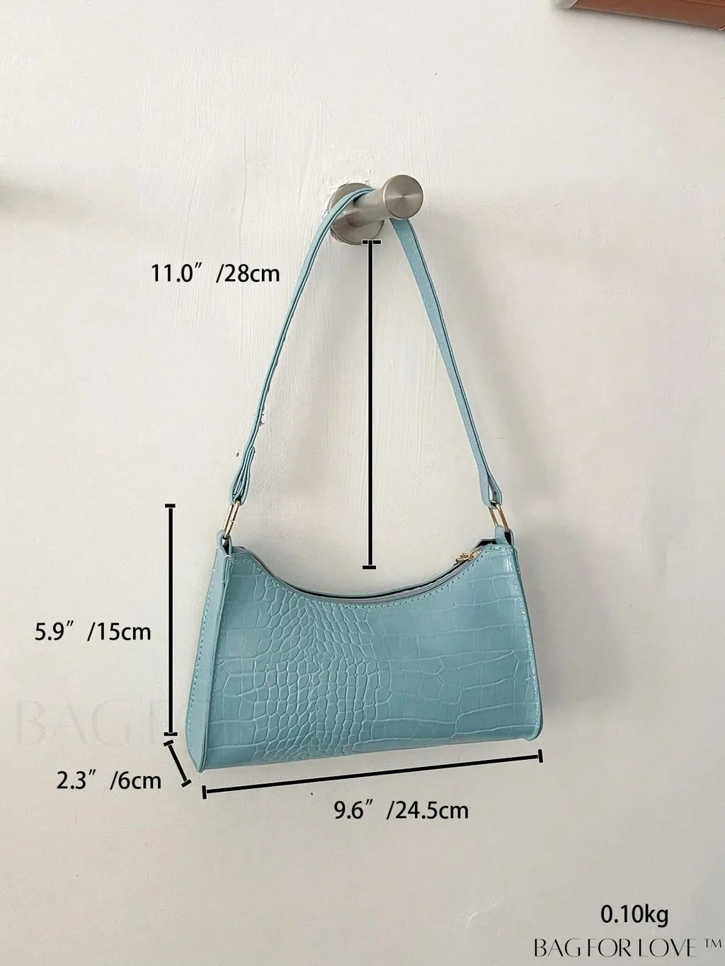 BagForLove - Croc Embossed Baguette Bag: Sleek and Minimalistic Design