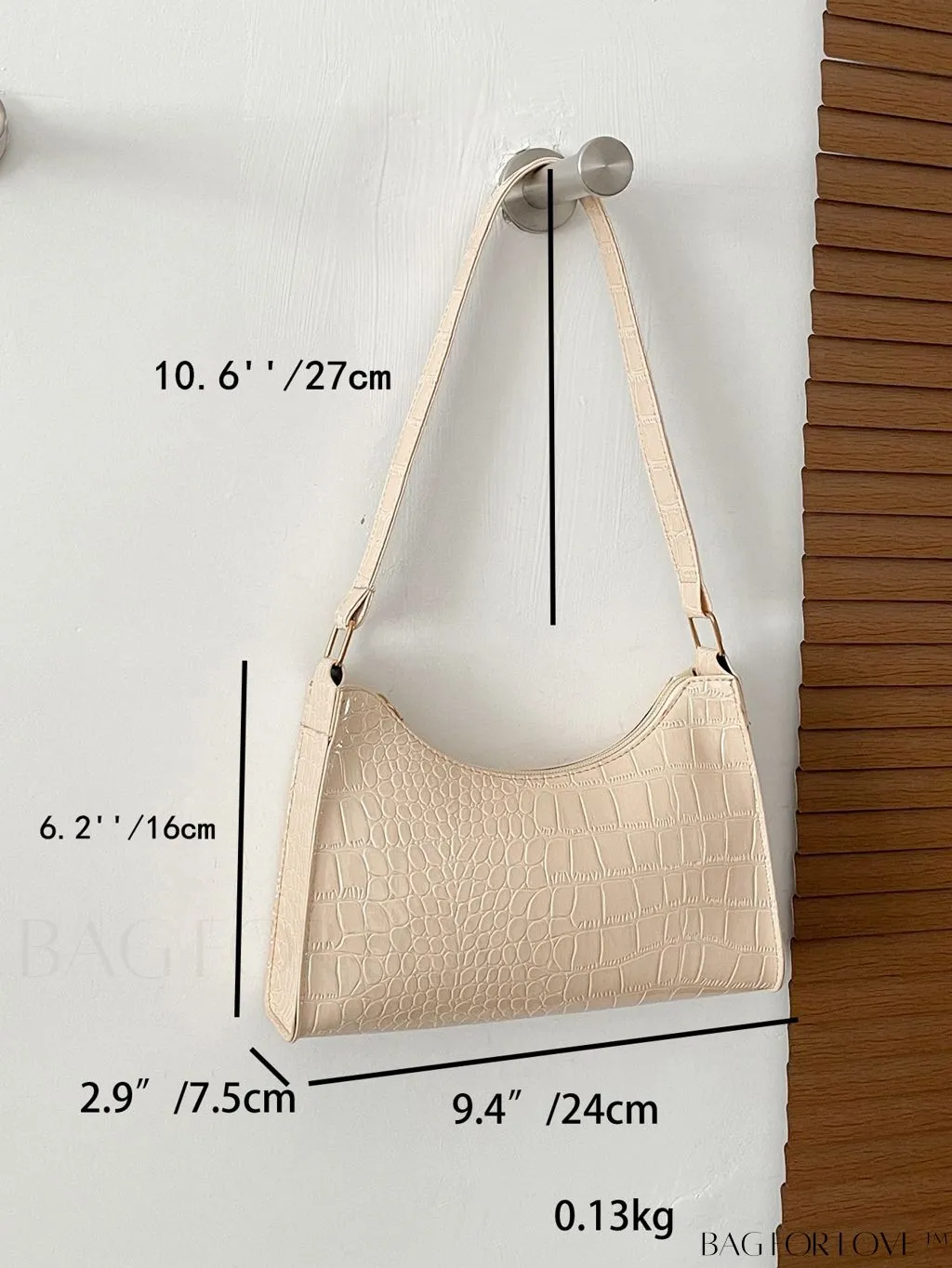 BagForLove - Croc Embossed Baguette Bag: Sleek and Minimalistic Design