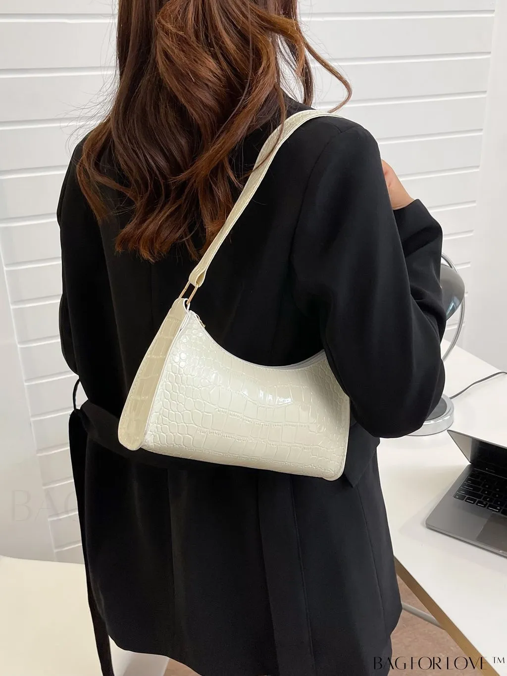 BagForLove - Croc Embossed Baguette Bag: Sleek and Minimalistic Design