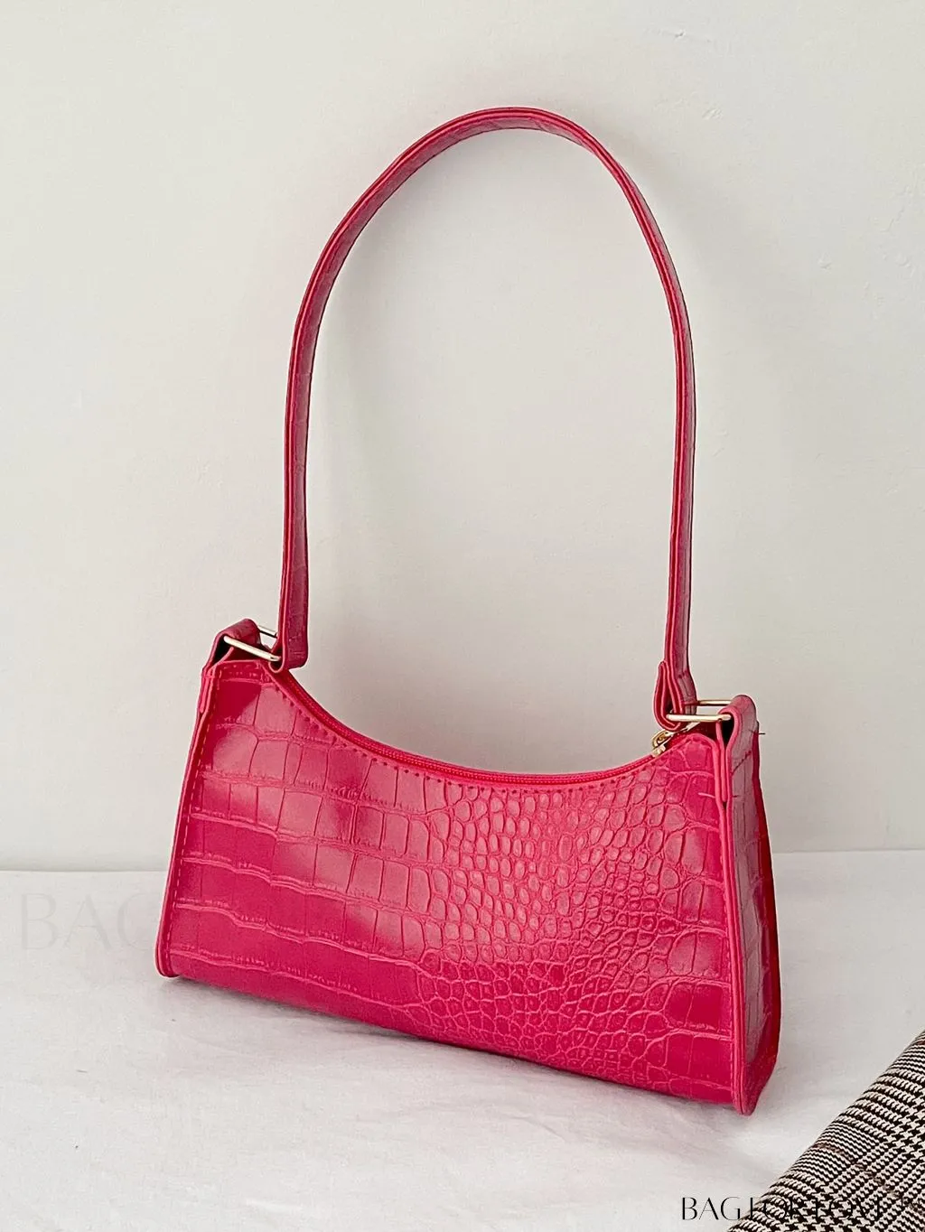 BagForLove - Croc Embossed Baguette Bag: Sleek and Minimalistic Design