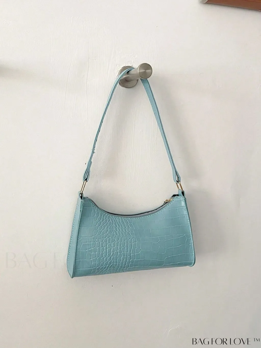 BagForLove - Croc Embossed Baguette Bag: Sleek and Minimalistic Design