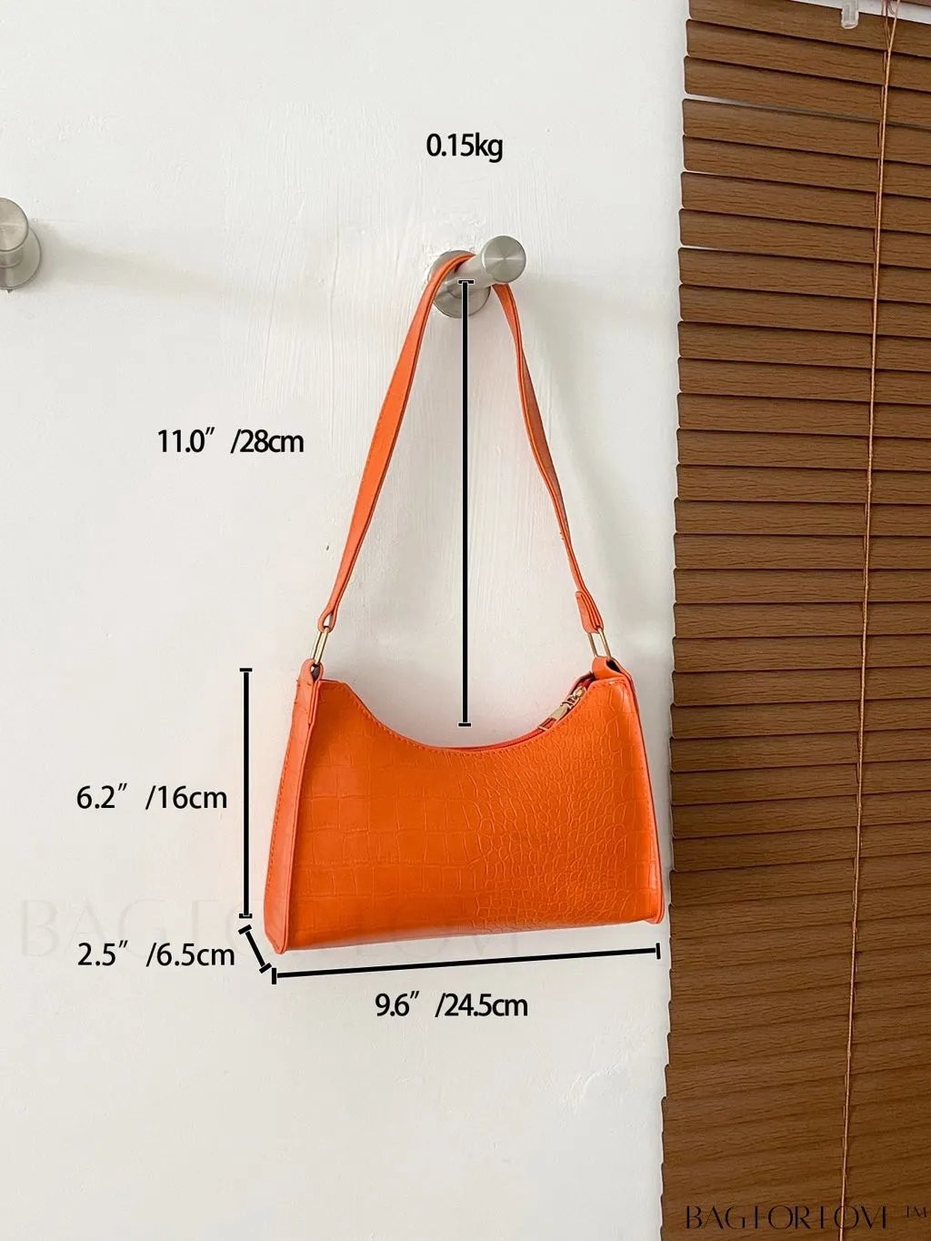 BagForLove - Croc Embossed Baguette Bag: Sleek and Minimalistic Design
