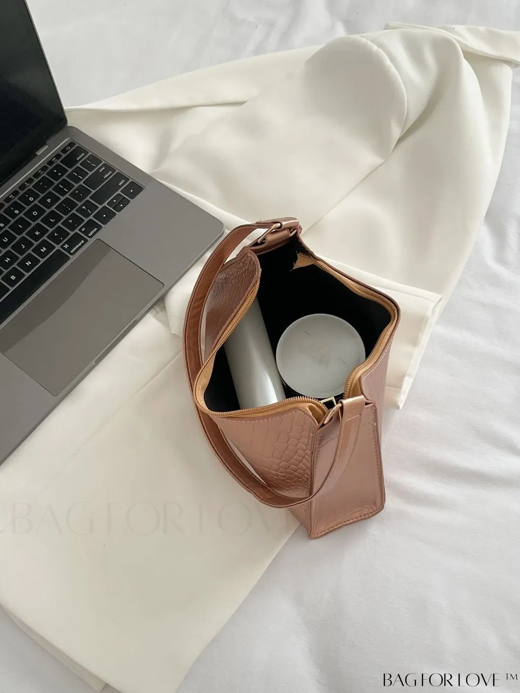 BagForLove - Croc Embossed Baguette Bag: Sleek and Minimalistic Design