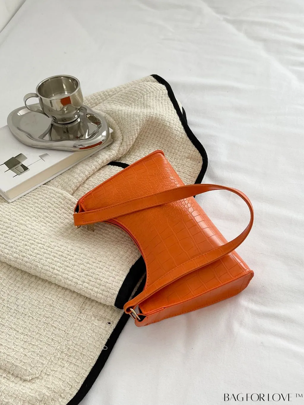 BagForLove - Croc Embossed Baguette Bag: Sleek and Minimalistic Design