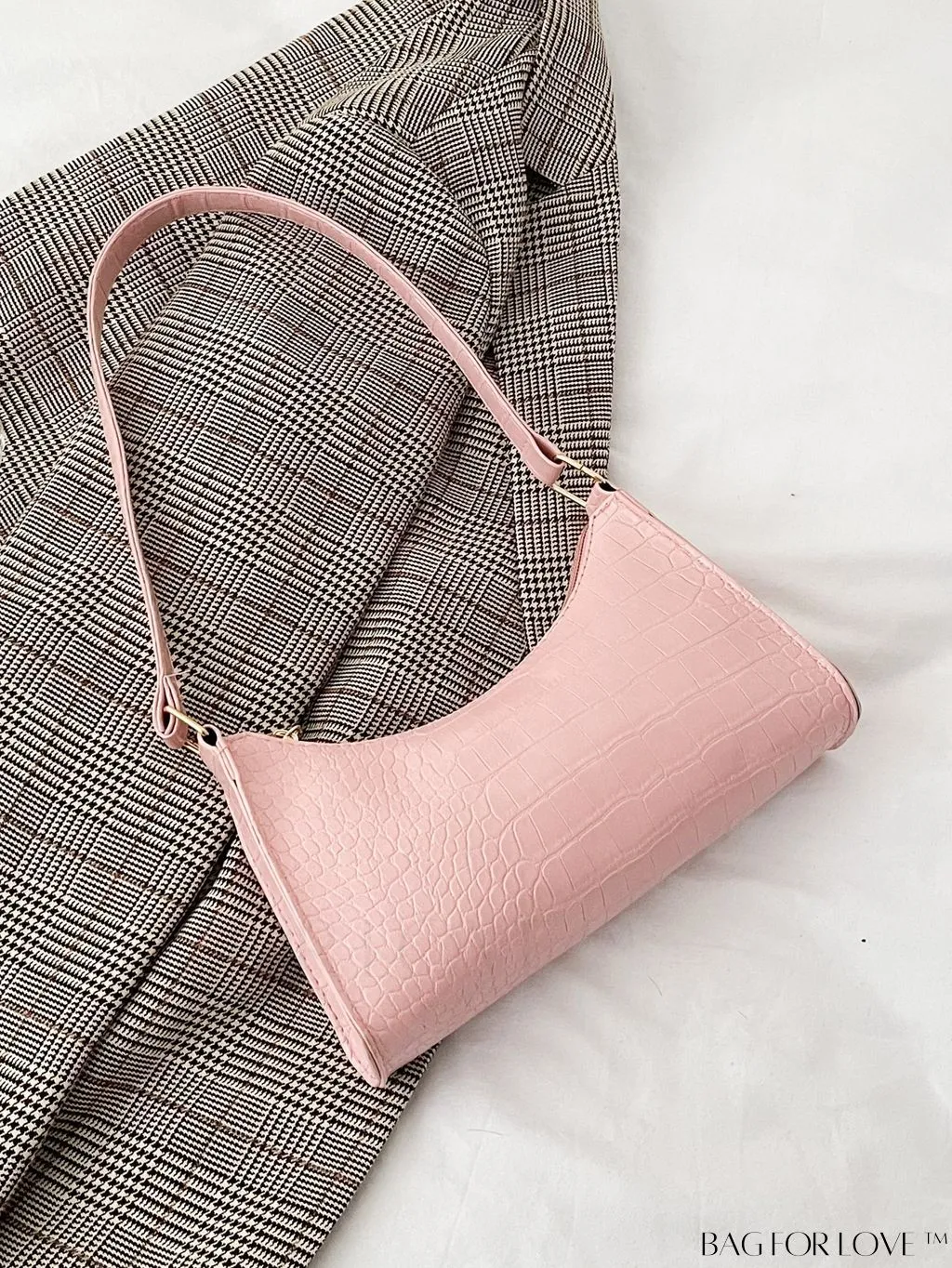 BagForLove - Croc Embossed Baguette Bag: Sleek and Minimalistic Design