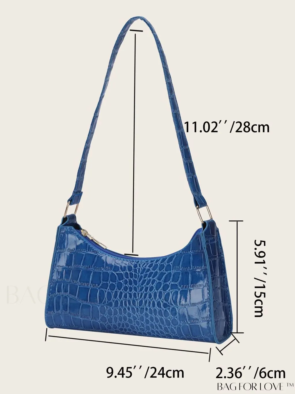 BagForLove - Croc Embossed Baguette Bag: Sleek and Minimalistic Design