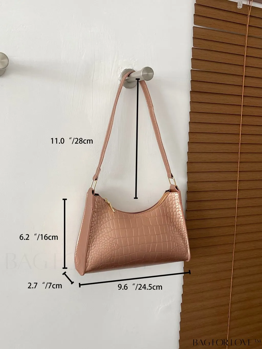 BagForLove - Croc Embossed Baguette Bag: Sleek and Minimalistic Design