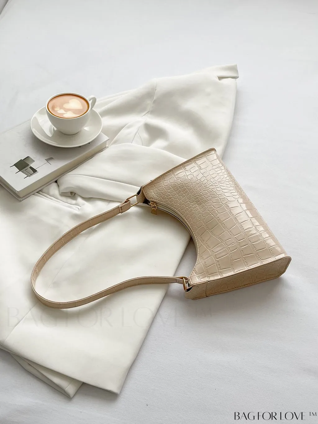 BagForLove - Croc Embossed Baguette Bag: Sleek and Minimalistic Design