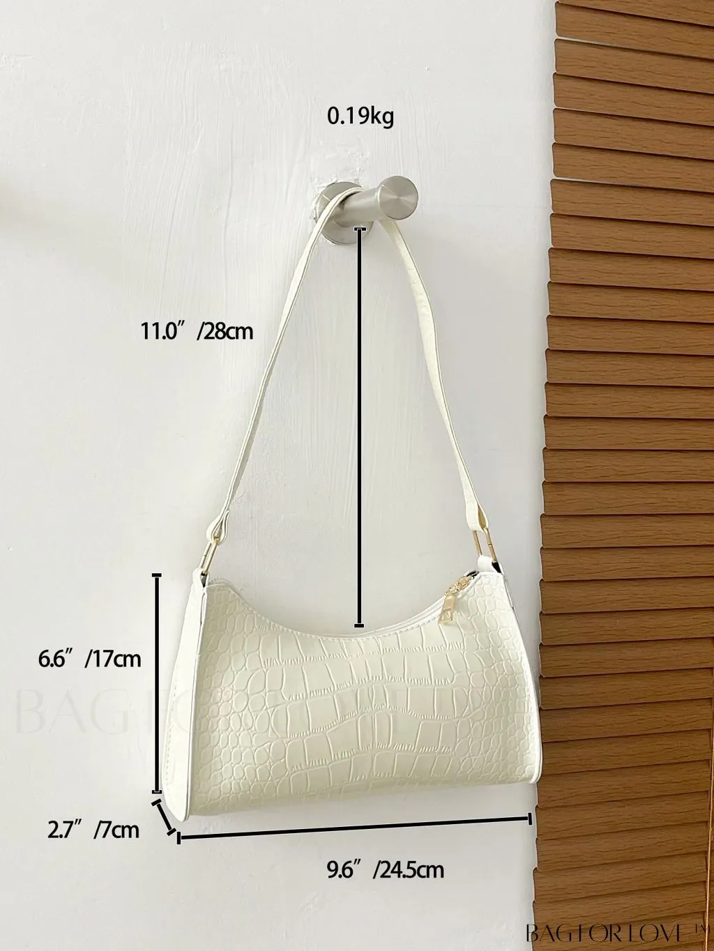BagForLove - Croc Embossed Baguette Bag: Sleek and Minimalistic Design