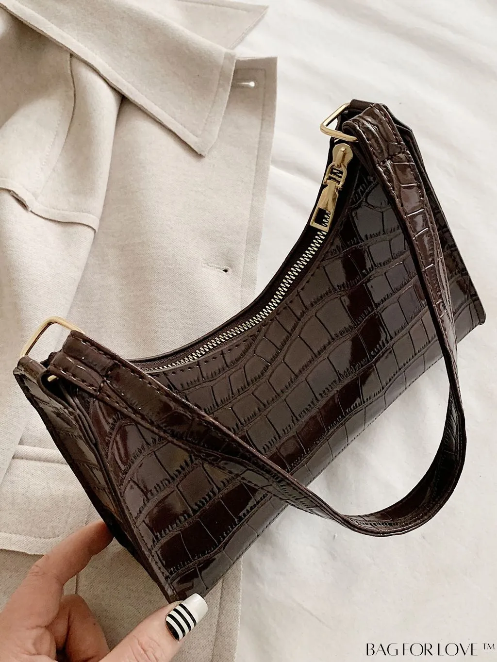 BagForLove - Embossed Crocodile Shoulder Bag