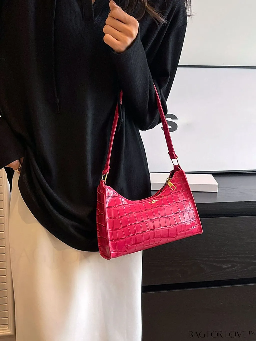 BagForLove - Embossed Crocodile Shoulder Bag
