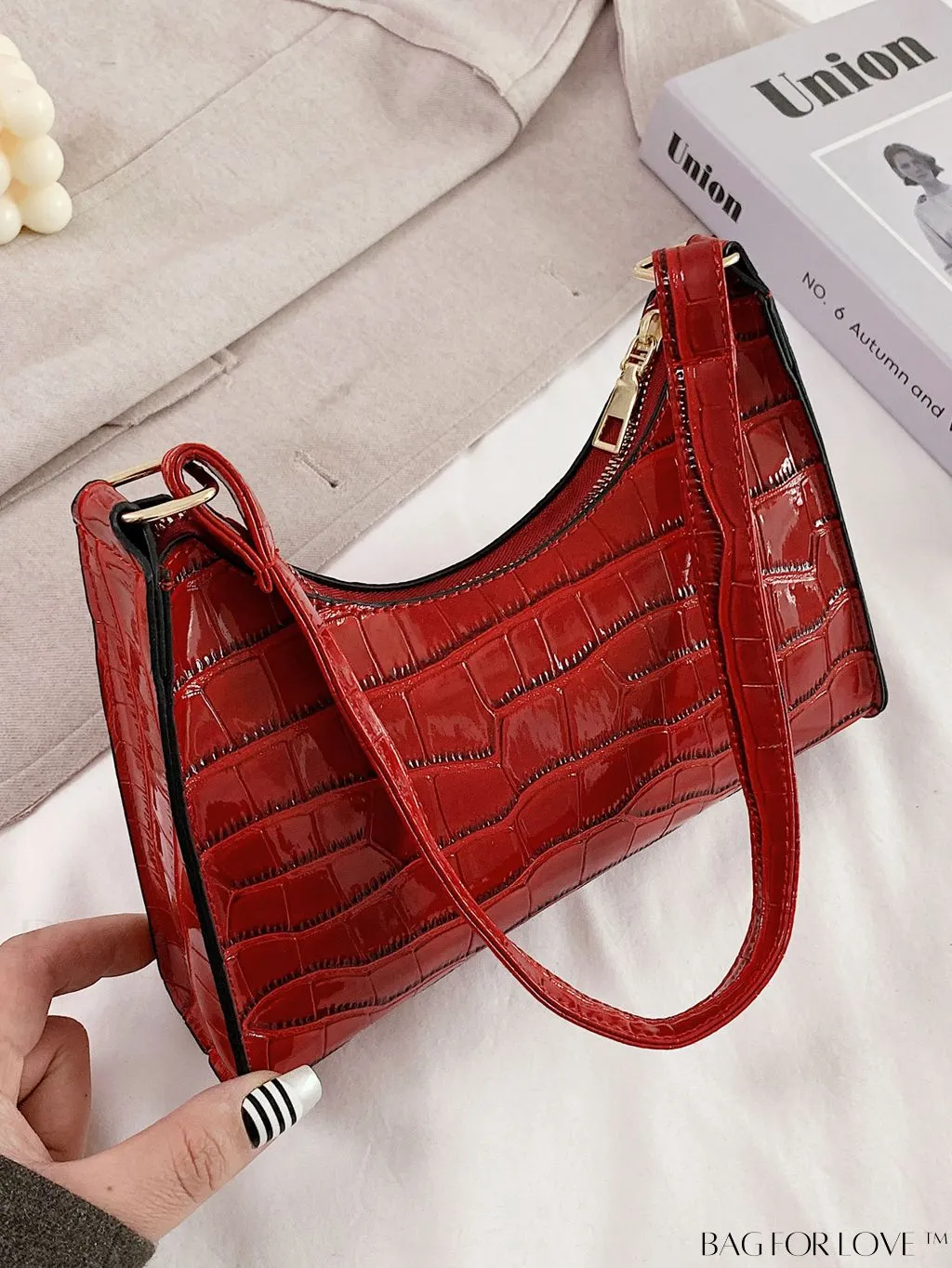 BagForLove - Embossed Crocodile Shoulder Bag