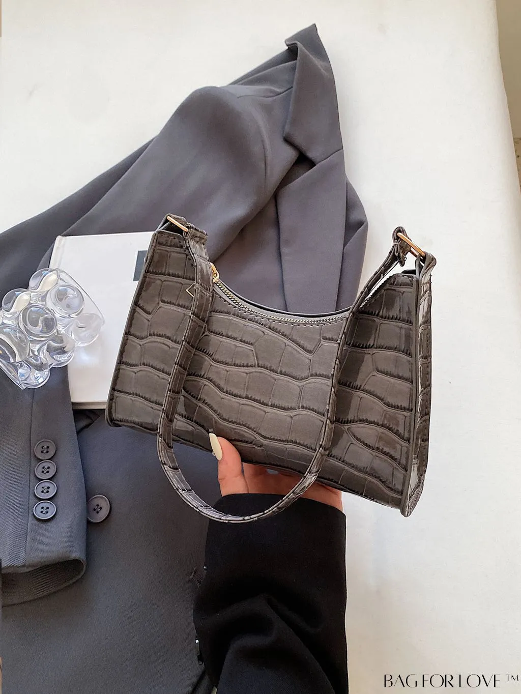 BagForLove - Embossed Crocodile Shoulder Bag