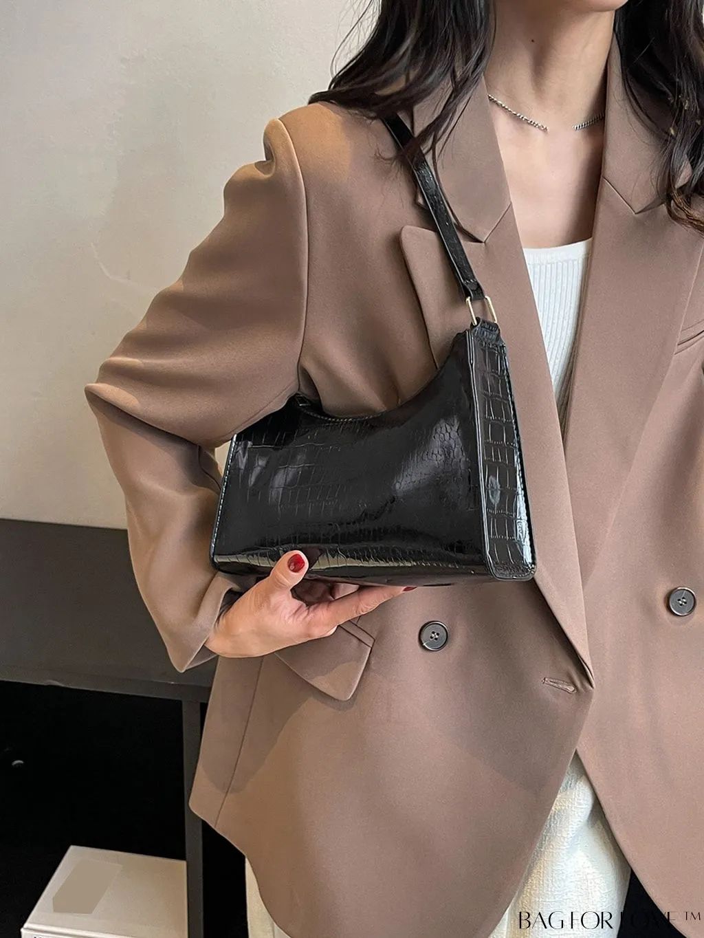 BagForLove - Embossed Crocodile Shoulder Bag