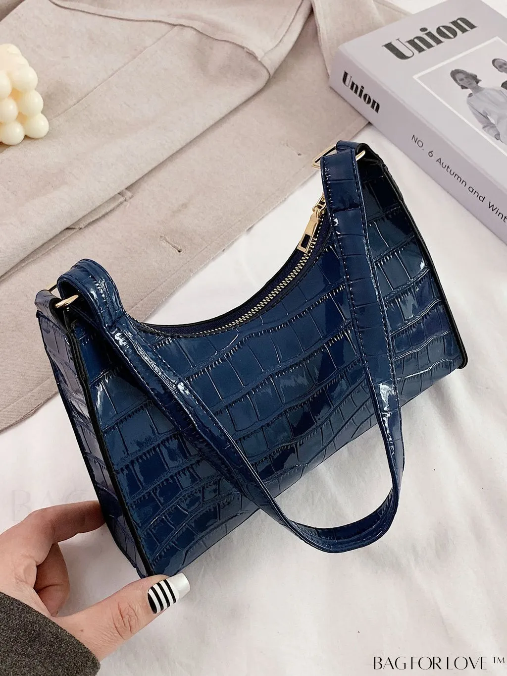 BagForLove - Embossed Crocodile Shoulder Bag