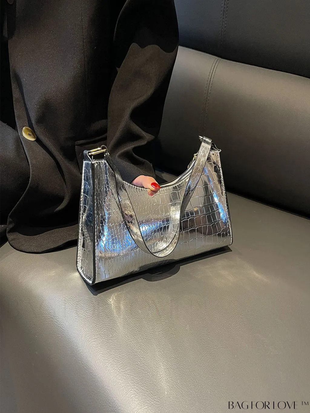 BagForLove - Embossed Crocodile Shoulder Bag