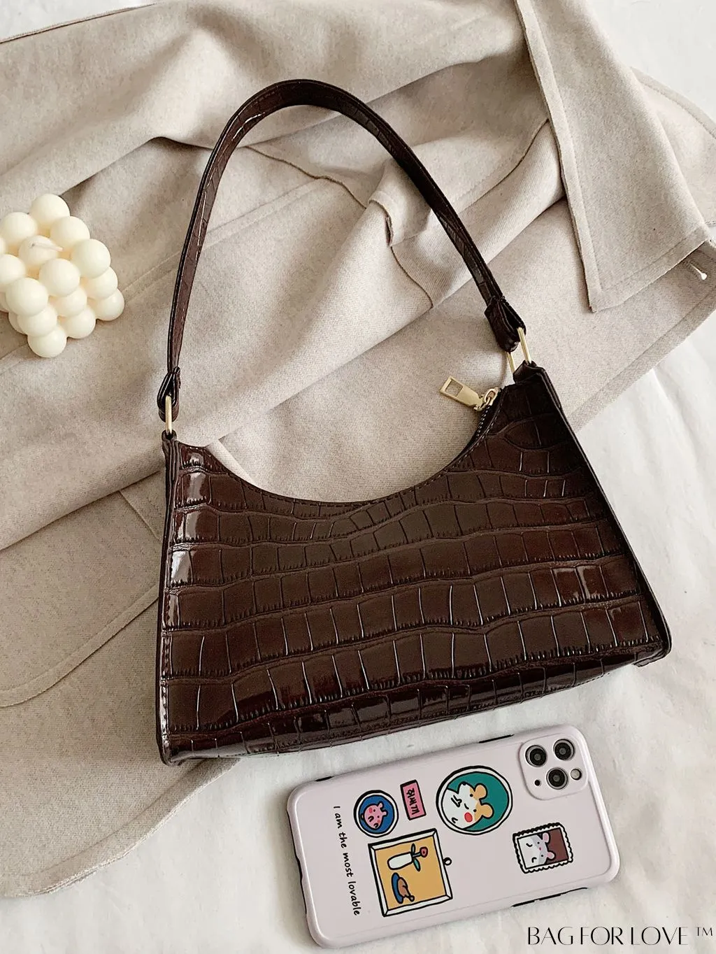 BagForLove - Embossed Crocodile Shoulder Bag