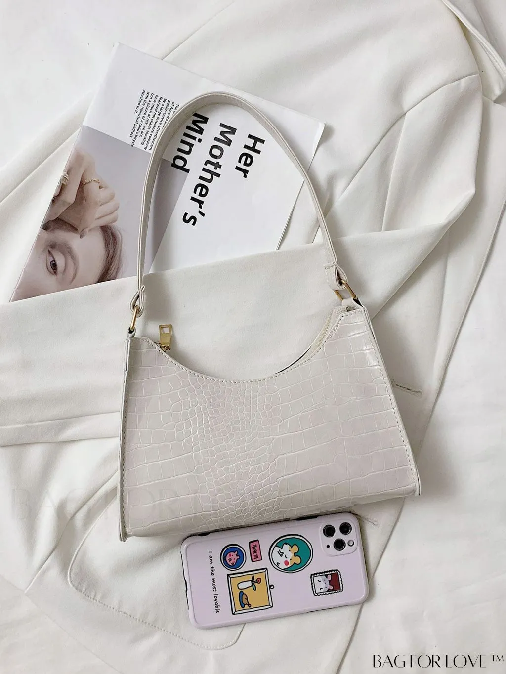 BagForLove - Embossed Crocodile Shoulder Bag