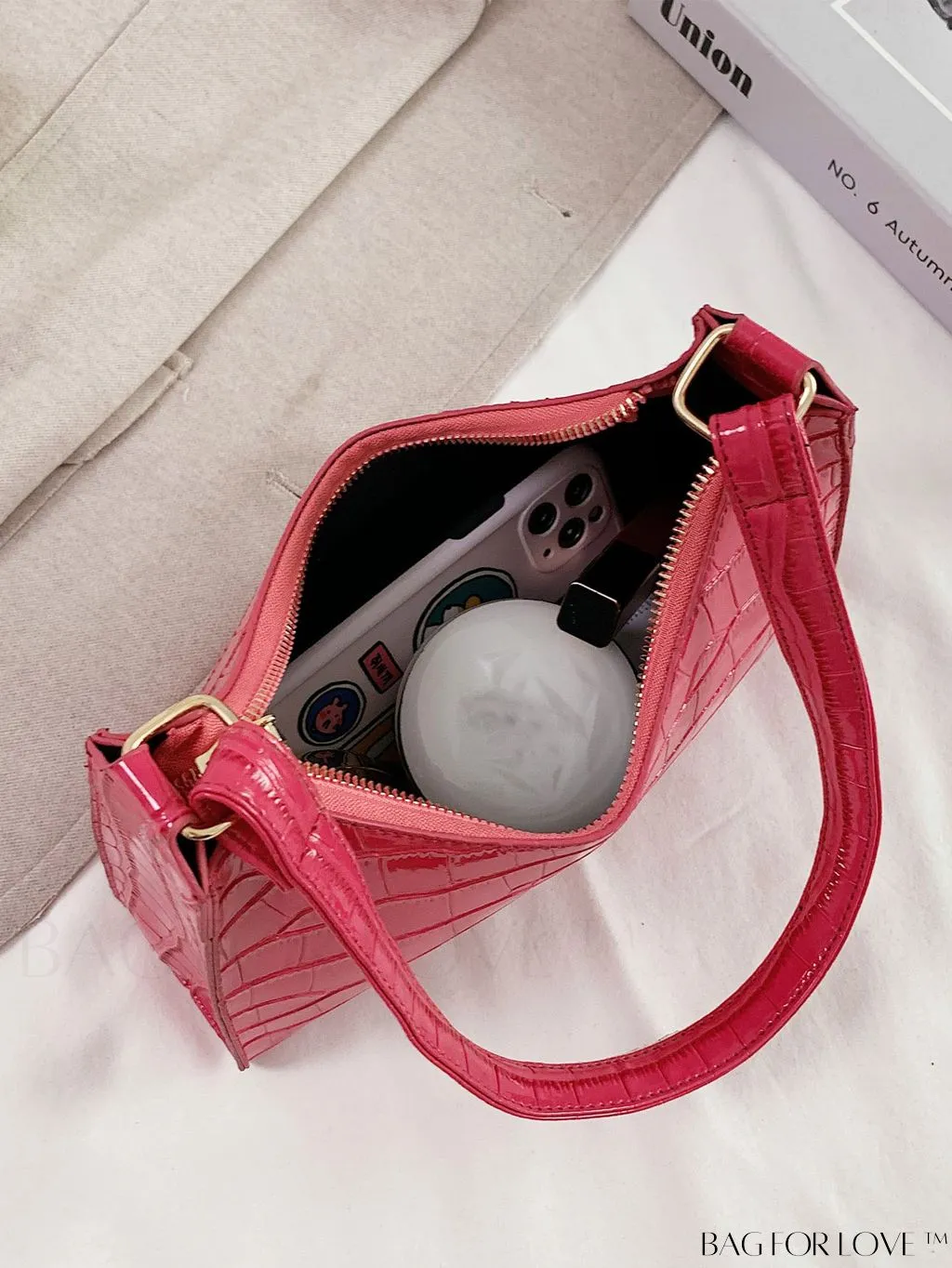 BagForLove - Embossed Crocodile Shoulder Bag