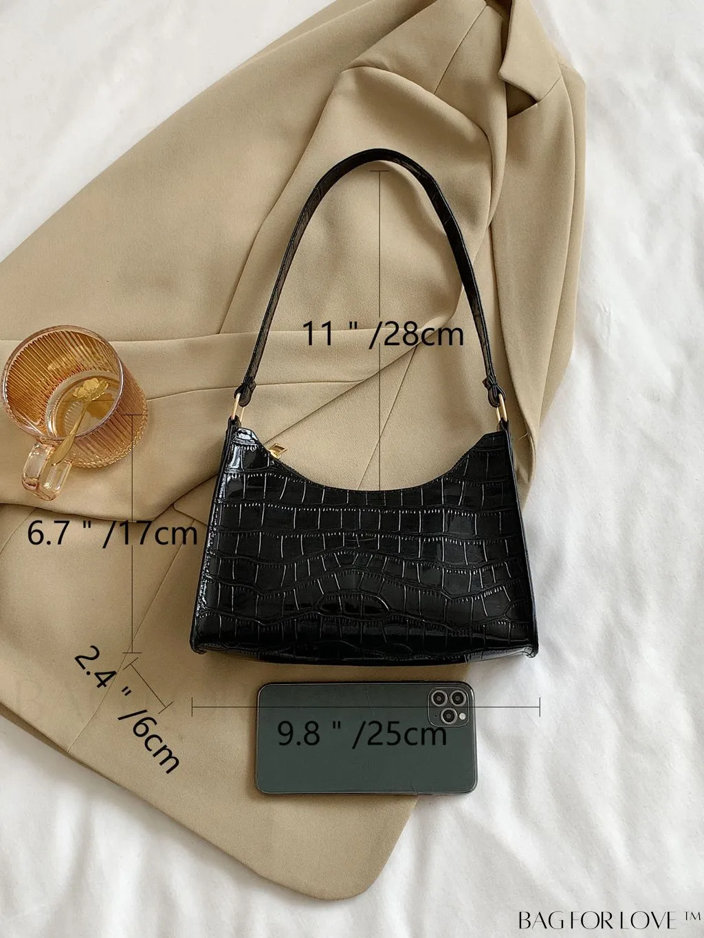 BagForLove - Embossed Crocodile Shoulder Bag