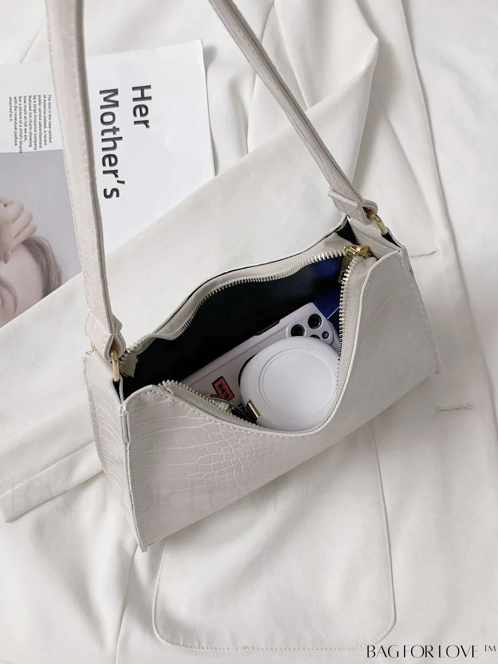 BagForLove - Embossed Crocodile Shoulder Bag