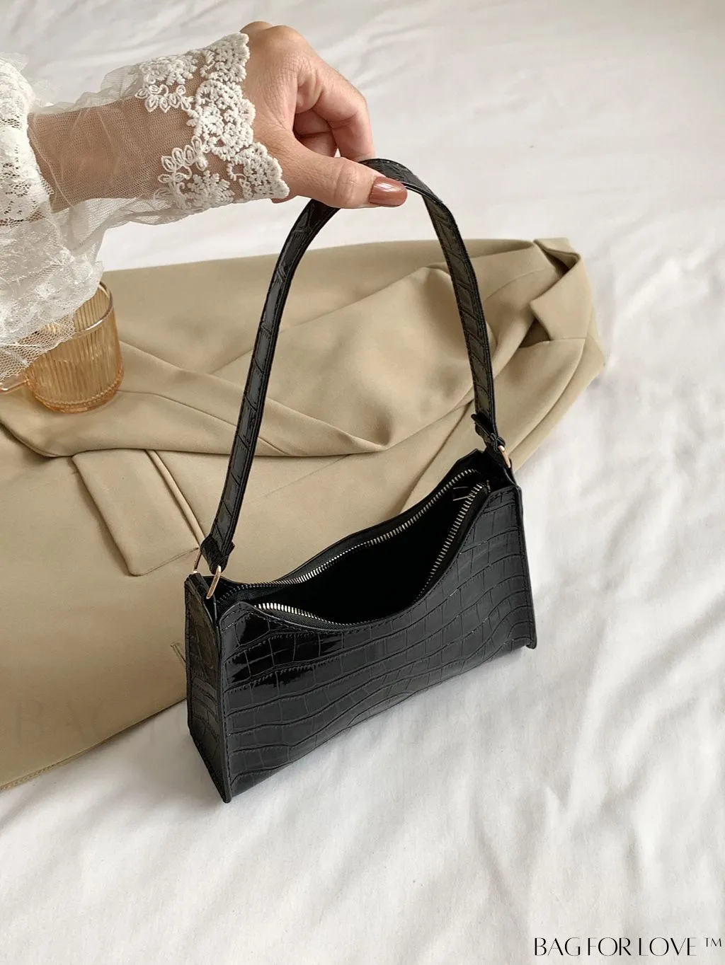 BagForLove - Embossed Crocodile Shoulder Bag