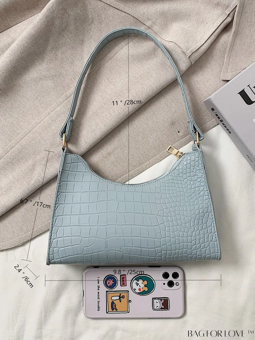 BagForLove - Embossed Crocodile Shoulder Bag