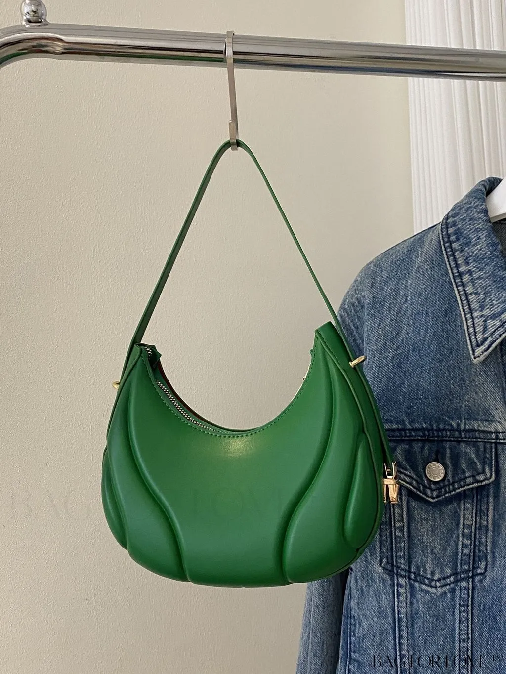 BagForLove - Embossed PU Zipper Shoulder Bag - Sleek and Compact