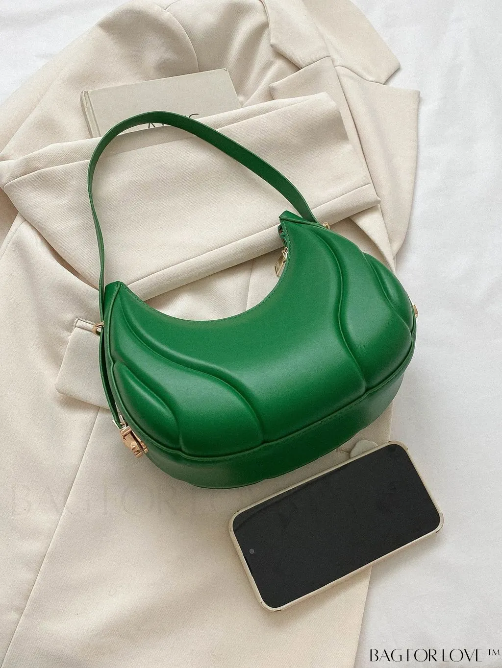 BagForLove - Embossed PU Zipper Shoulder Bag - Sleek and Compact