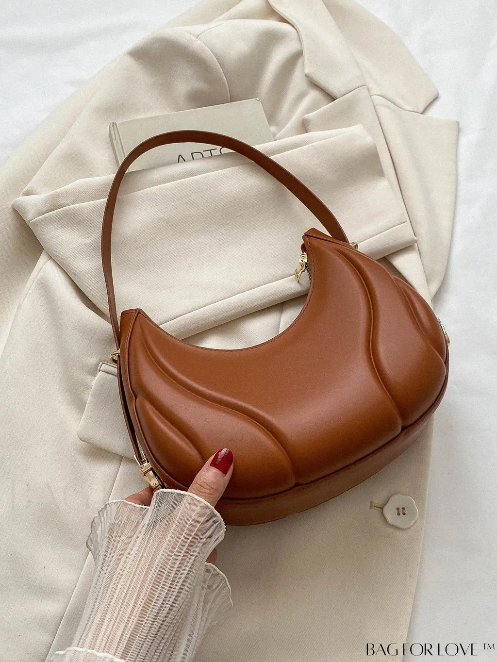 BagForLove - Embossed PU Zipper Shoulder Bag - Sleek and Compact