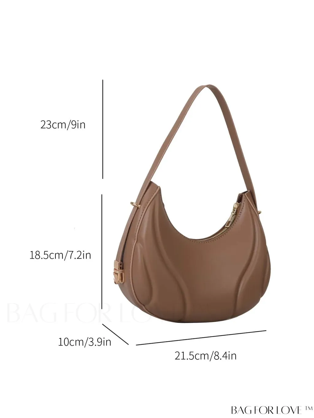 BagForLove - Embossed PU Zipper Shoulder Bag - Sleek and Compact