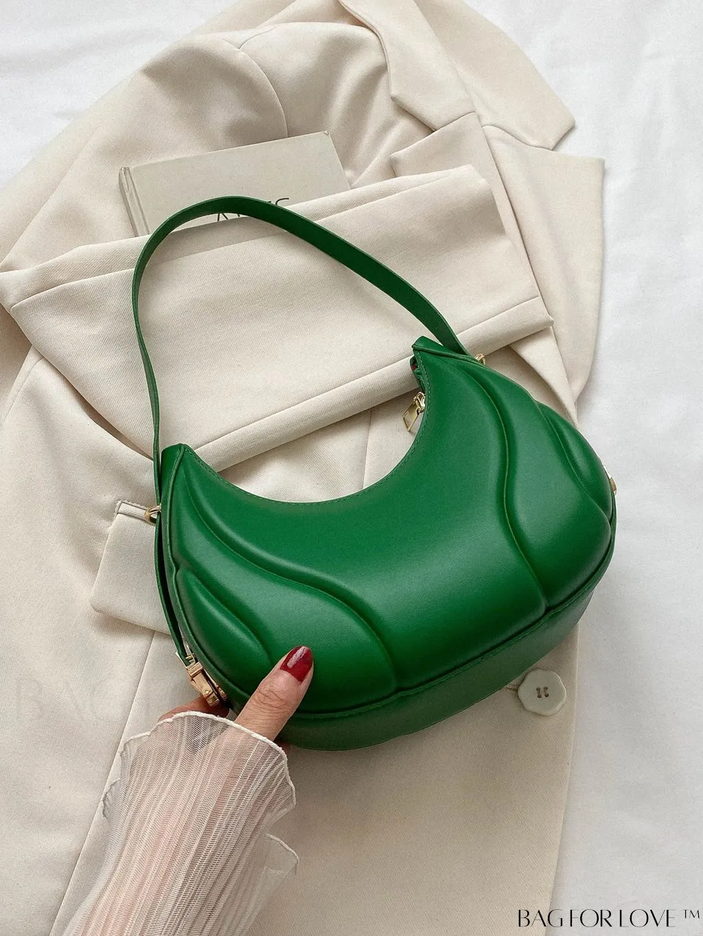 BagForLove - Embossed PU Zipper Shoulder Bag - Sleek and Compact