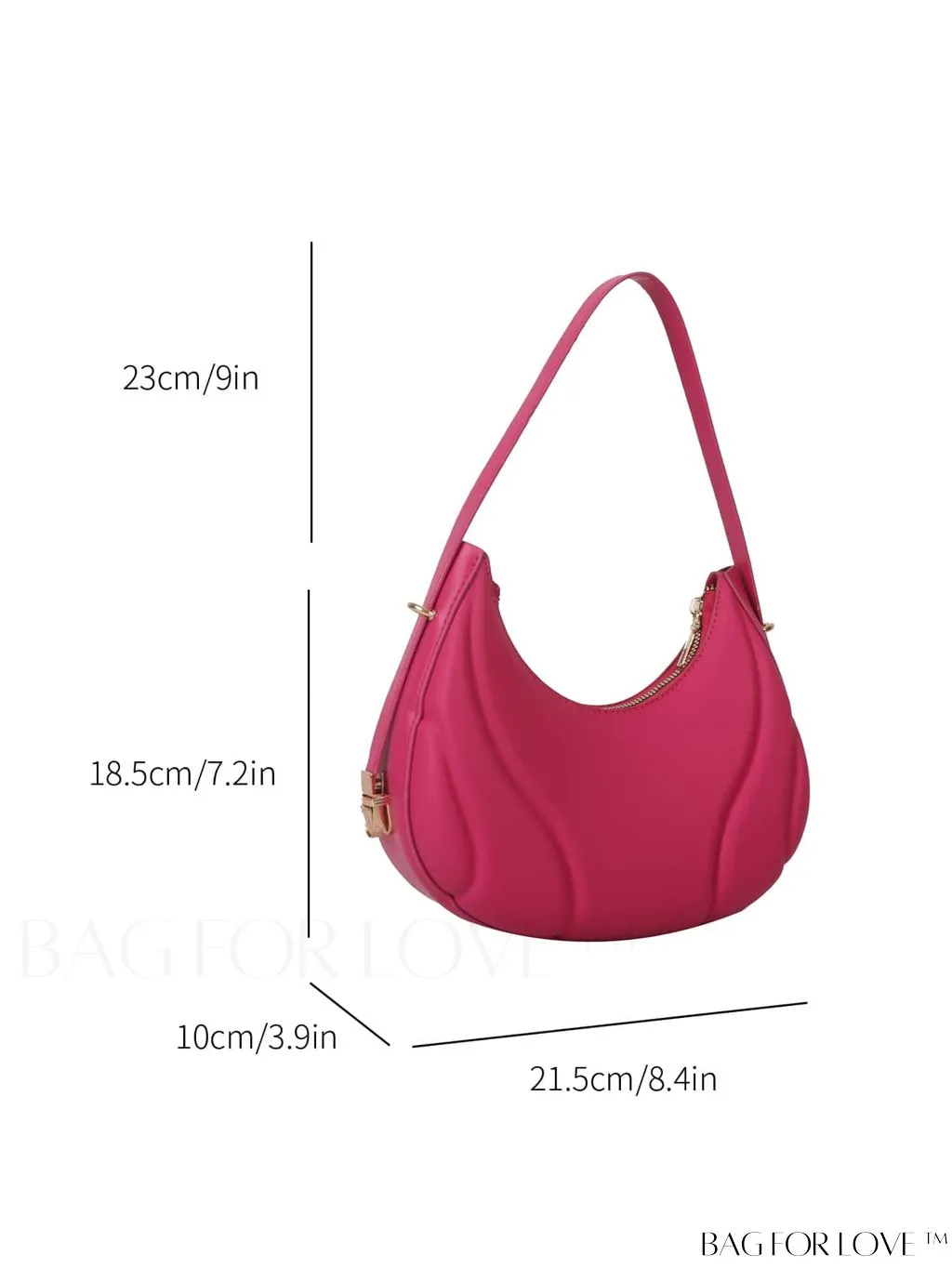 BagForLove - Embossed PU Zipper Shoulder Bag - Sleek and Compact