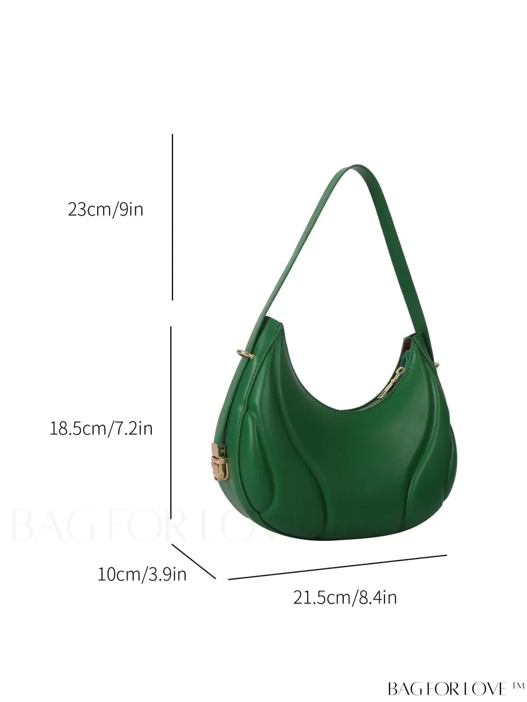 BagForLove - Embossed PU Zipper Shoulder Bag - Sleek and Compact