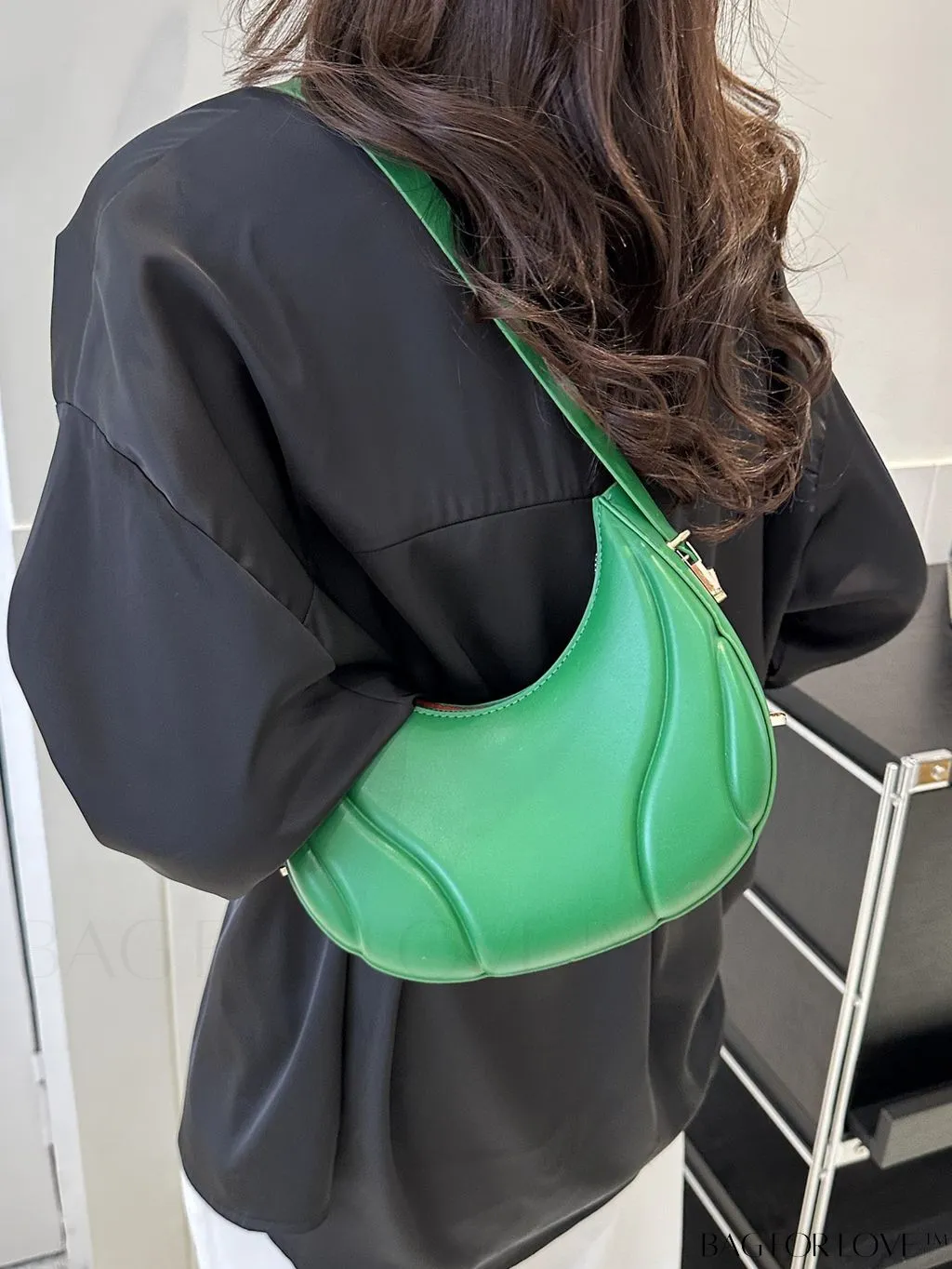 BagForLove - Embossed PU Zipper Shoulder Bag - Sleek and Compact