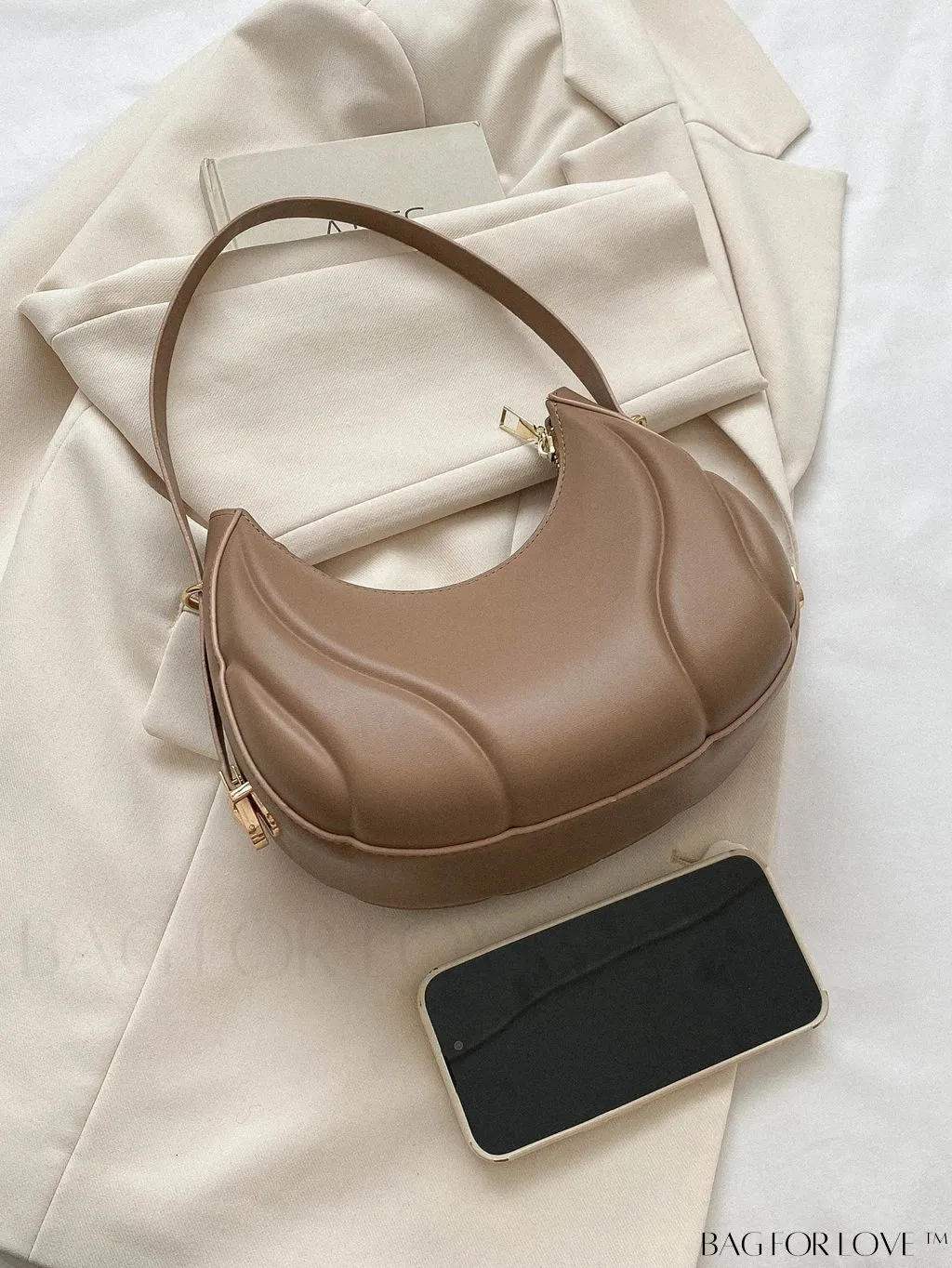 BagForLove - Embossed PU Zipper Shoulder Bag - Sleek and Compact
