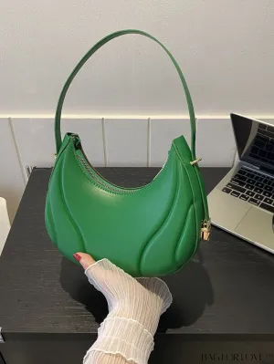 BagForLove - Embossed PU Zipper Shoulder Bag - Sleek and Compact