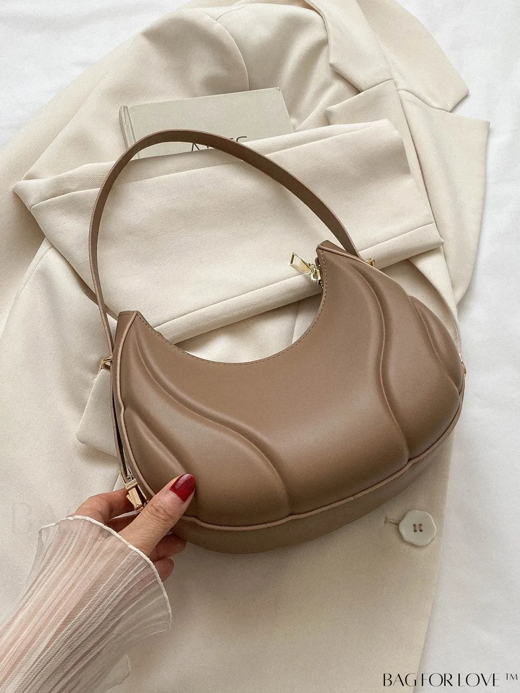BagForLove - Embossed PU Zipper Shoulder Bag - Sleek and Compact