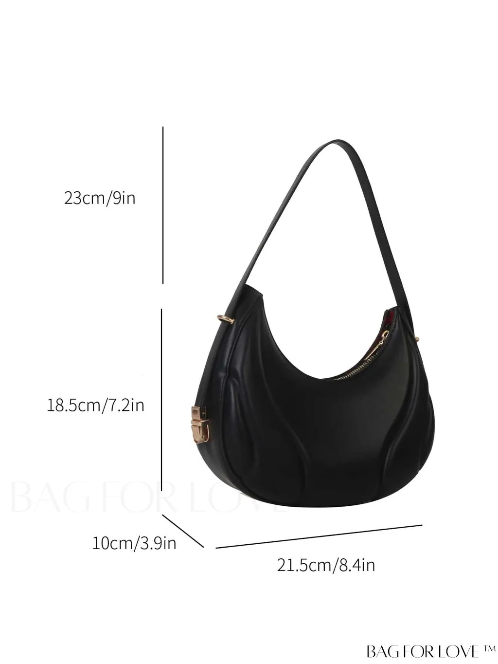BagForLove - Embossed PU Zipper Shoulder Bag - Sleek and Compact
