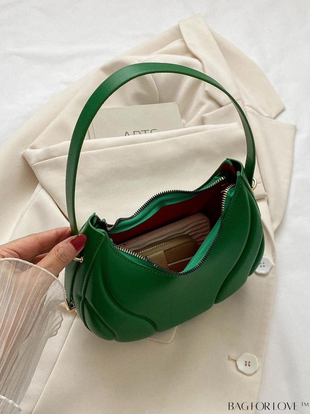 BagForLove - Embossed PU Zipper Shoulder Bag - Sleek and Compact