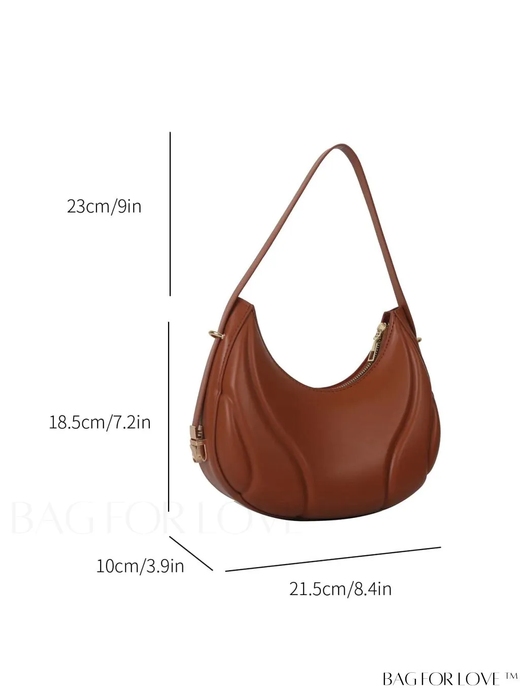 BagForLove - Embossed PU Zipper Shoulder Bag - Sleek and Compact