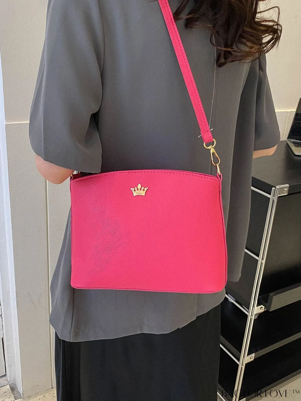 BagForLove - Pink PU Crossbody Bag: Sleek & Elegant