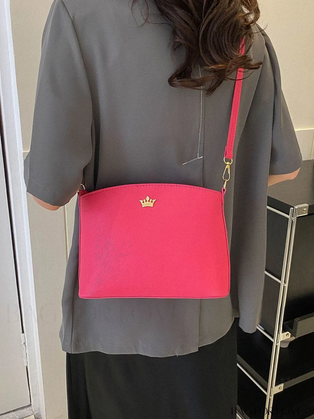 BagForLove - Pink PU Crossbody Bag: Sleek & Elegant