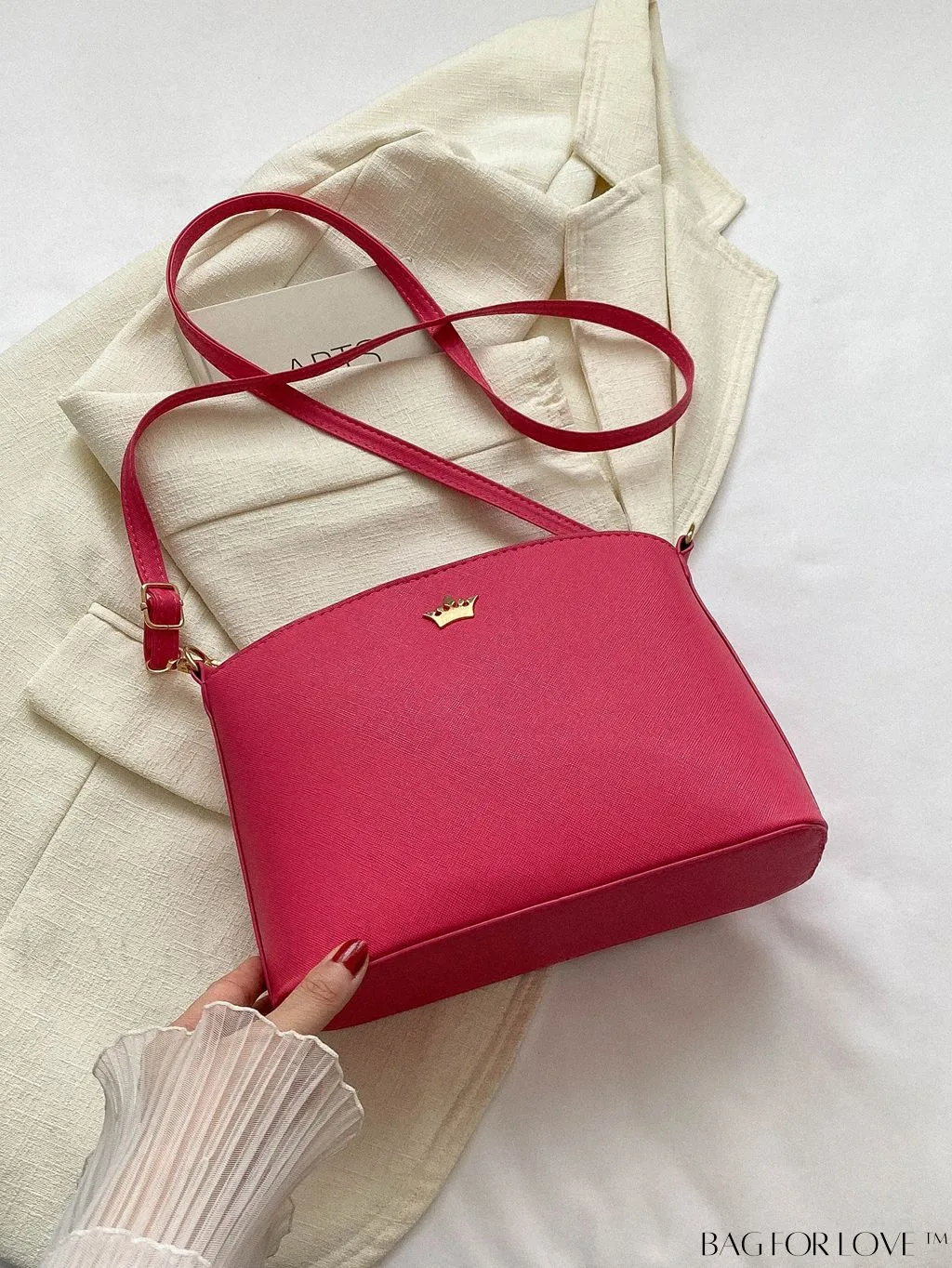 BagForLove - Pink PU Crossbody Bag: Sleek & Elegant