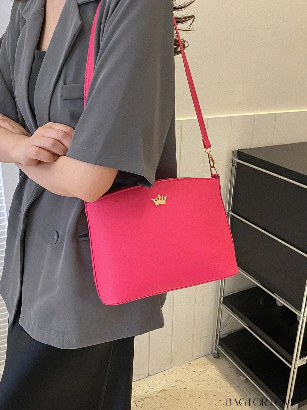 BagForLove - Pink PU Crossbody Bag: Sleek & Elegant