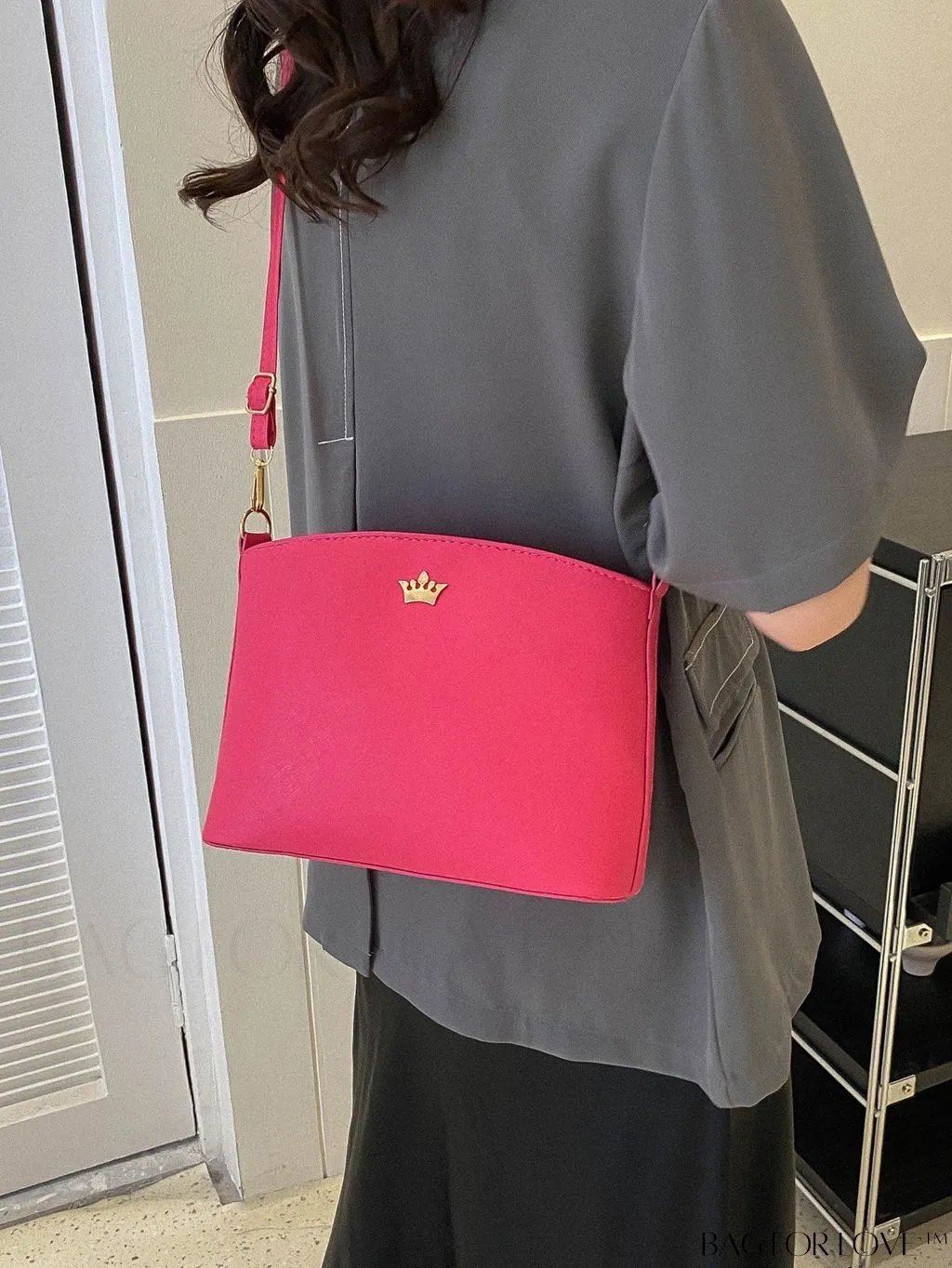 BagForLove - Pink PU Crossbody Bag: Sleek & Elegant