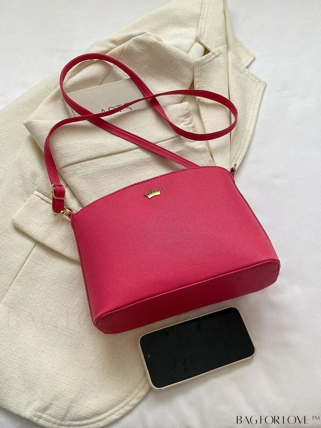 BagForLove - Pink PU Crossbody Bag: Sleek & Elegant