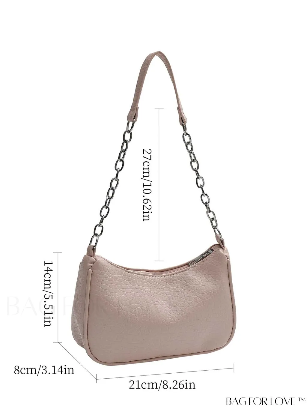 BagForLove - Silver Metal Chain Shoulder Bag in Sleek PU Material