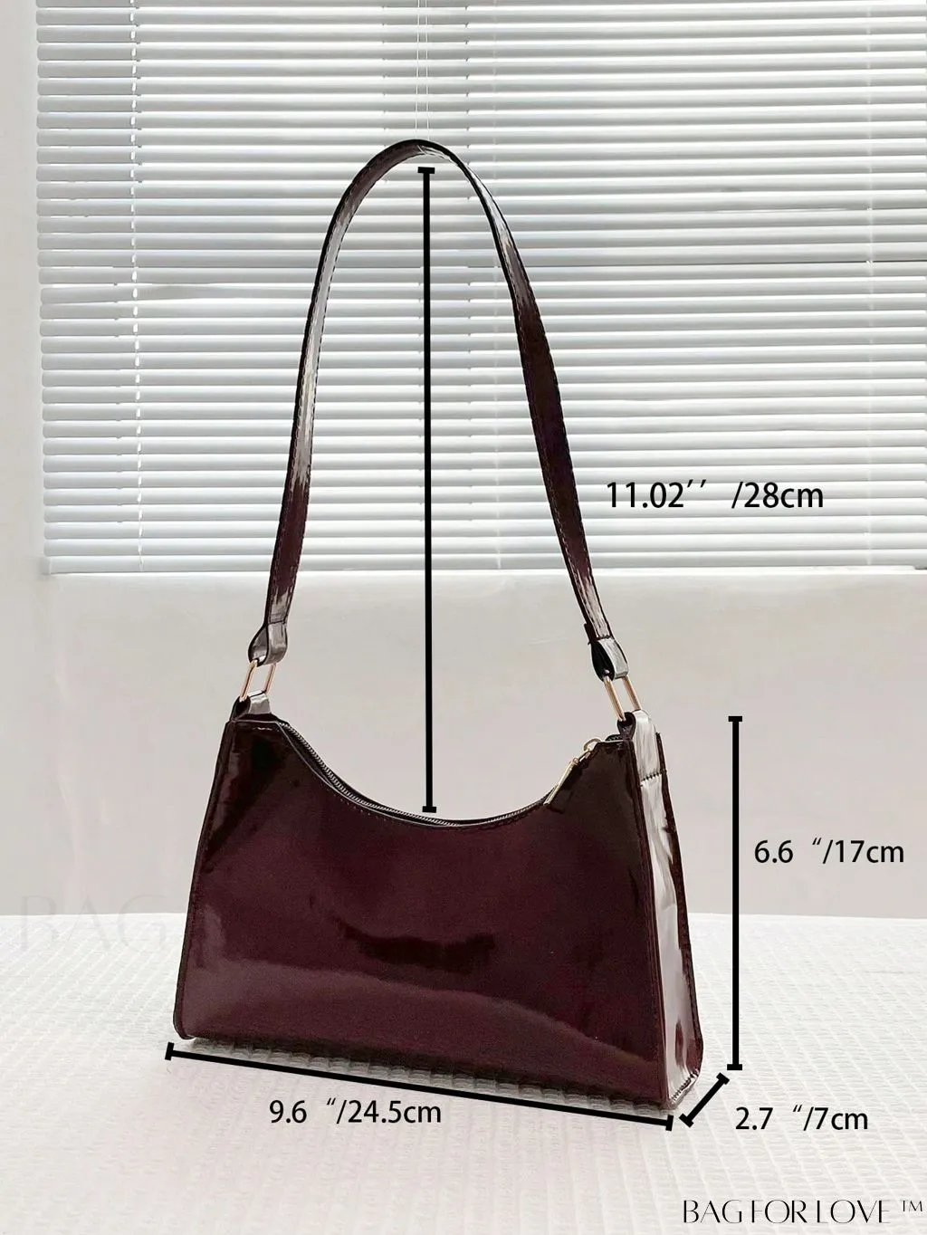 BagForLove - Sleek Patent Leather Baguette Handbag